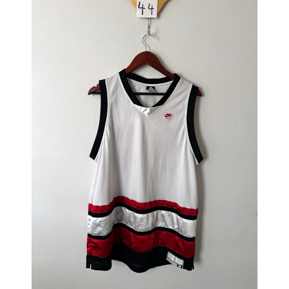 Vintage 90’s Nike Dri-FIT Basketball Jersey Mens M White Red Black 45V-Neck Mesh
